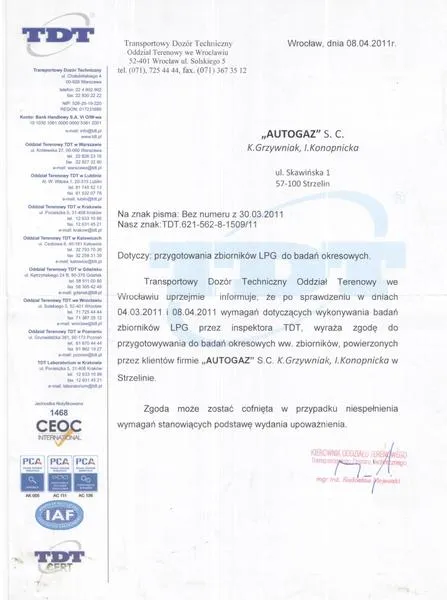 Koszt legalizacji butli LPG